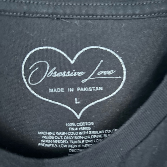 Black Floral Crop Tee with Positive Message - Picture 2 of 2